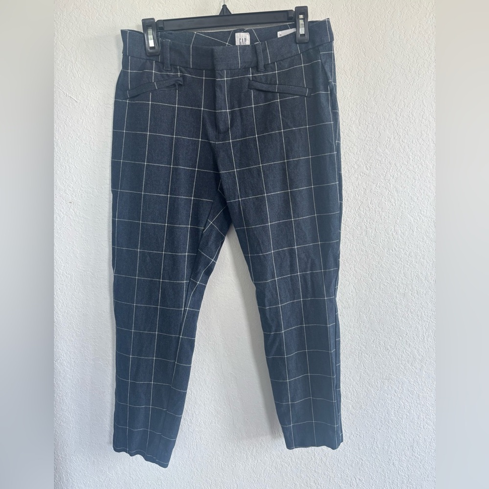 GAP Women Dark Blue Plaid Pants